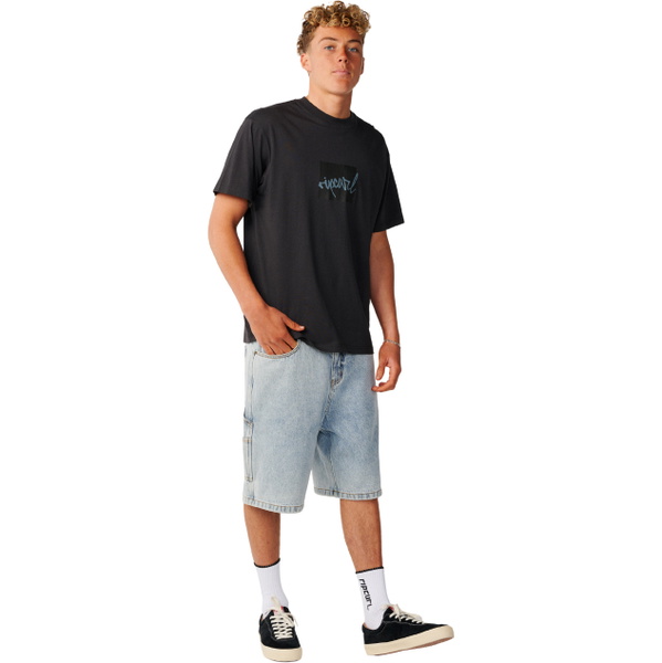 2026 Rip Curl Mens Rip Script Icon T-Shirt 0X8MTE - Washed Black